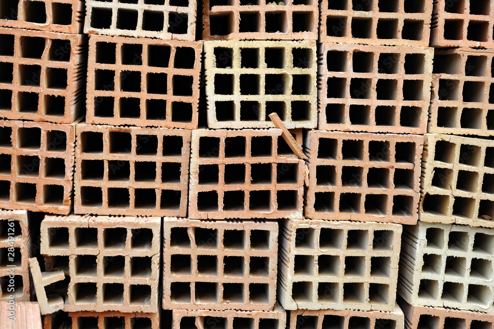 Pile of cavity building bricks Pile of cavity building bricks