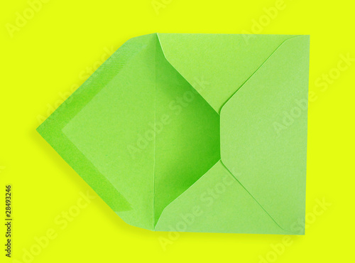 Green open envelope. photo