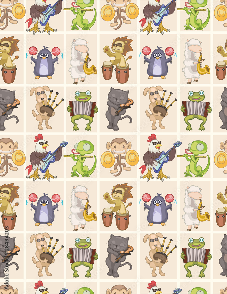 Obraz premium seamless animal play music pattern
