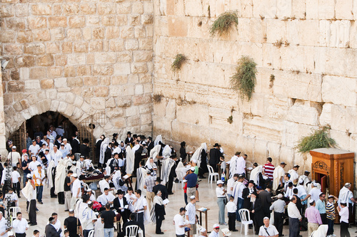 Worshippers at Western Wall