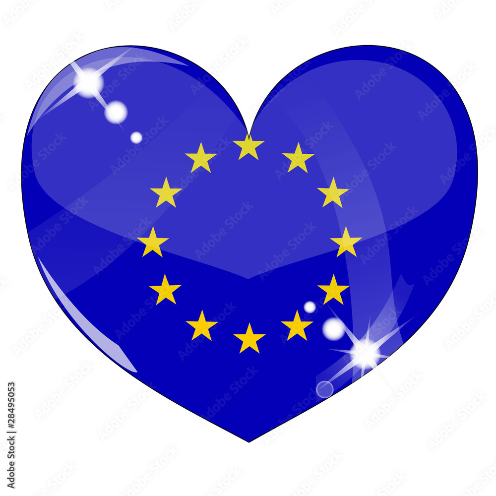 Vector heart with Europe flag texture Vector heart with Europe flag texture