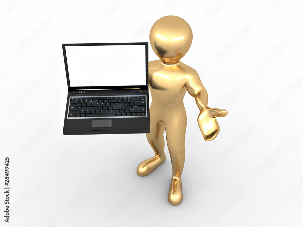 Man with laptop on white isolated background Man with laptop on white isolated background