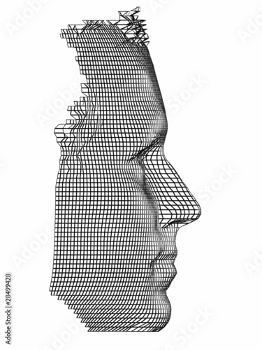 Profil eines männlichen Gesichts in grafischer Netzstruktur