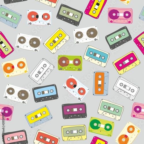 vector seamless pattern audio cassettes