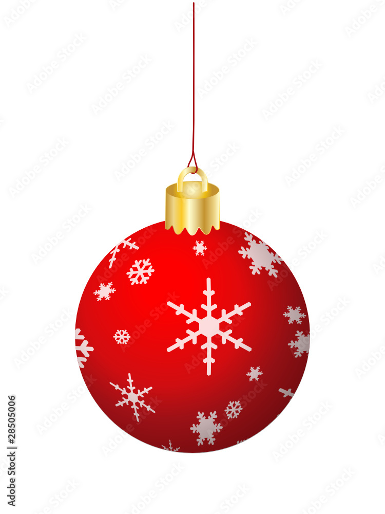 RED CHRISTMAS BAUBLE (merry xmas tree decorations icon 3d happy)