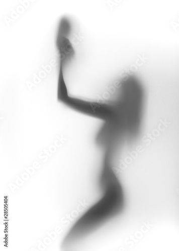 Mother body silhouette with little baby