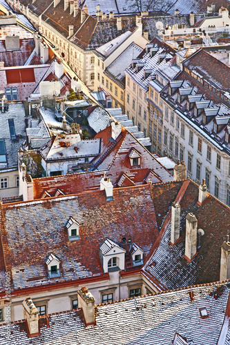 Photography view over Vienna in snow