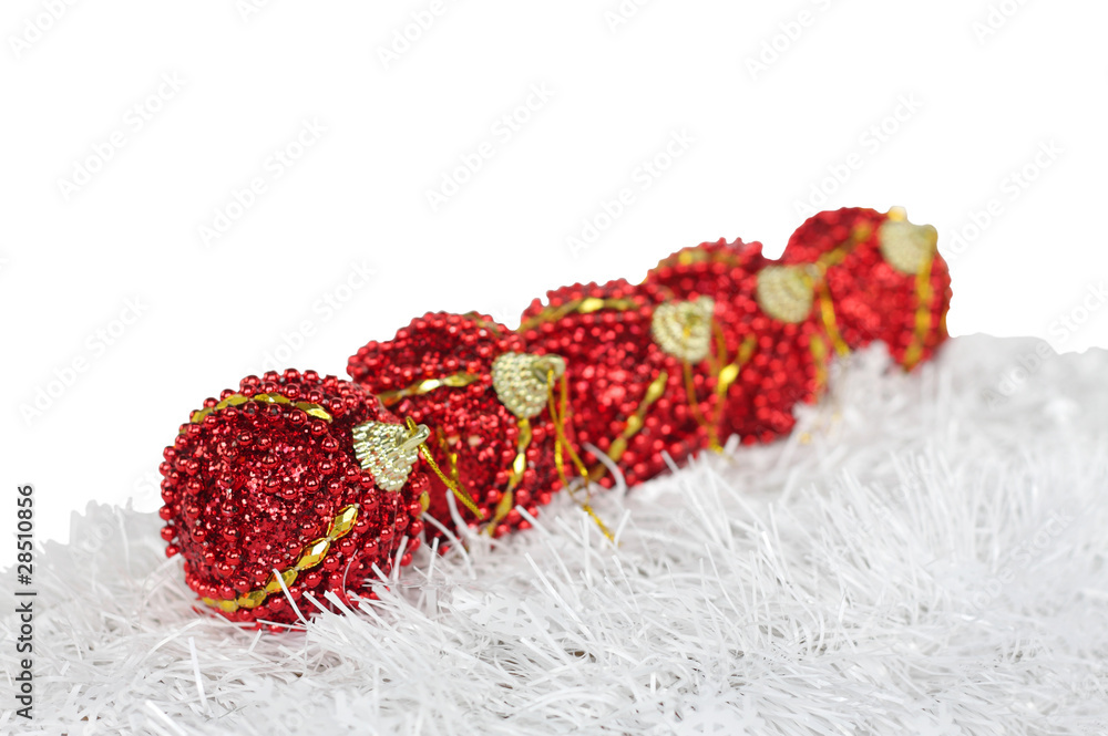 Christmas balls arranged in a row at shallow DOF Christmas balls arranged in a row at shallow DOF