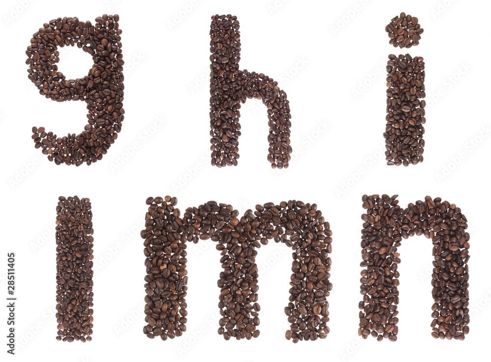 lettera di alfabeto fatto di chicchi di caffè lettera di alfabeto fatto di chicchi di caffè