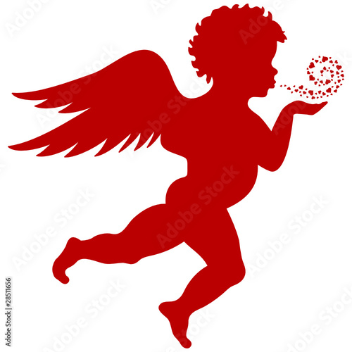 Flying Cupid Blowing Love-Curl