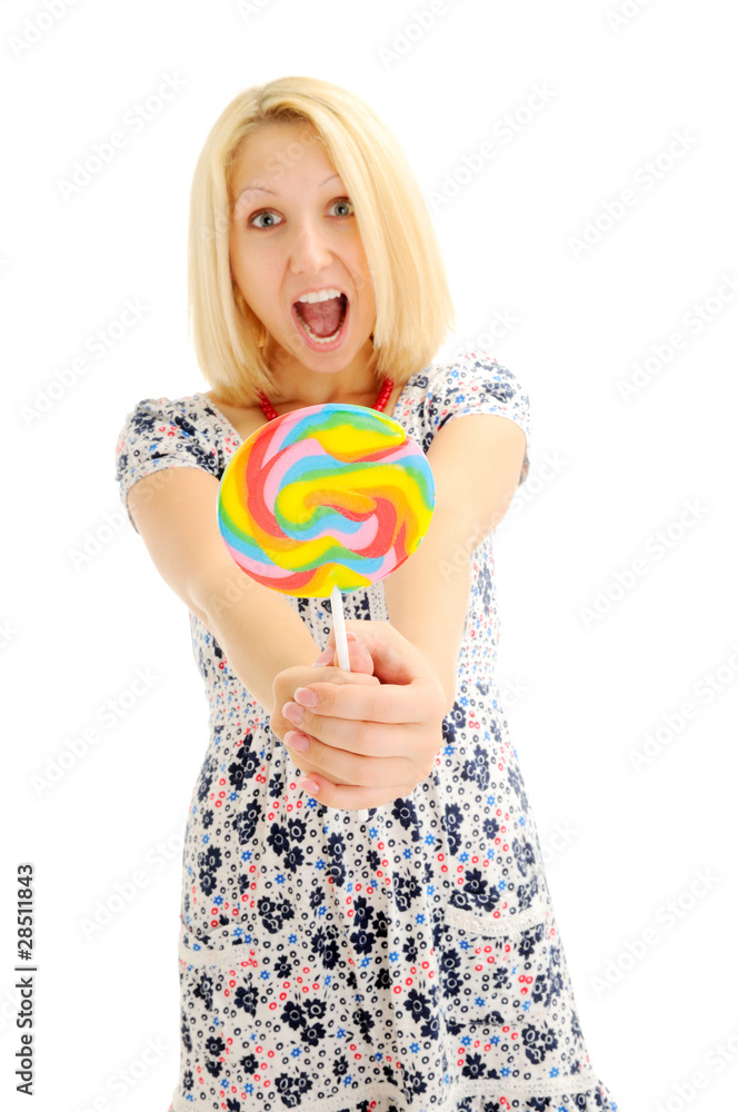 Attractive blonde with lollipop