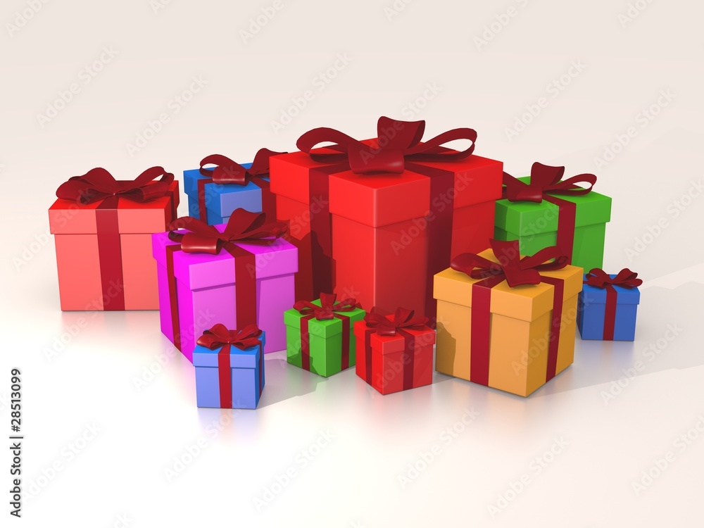 Obraz premium Multicolored Gift Boxes in 3D