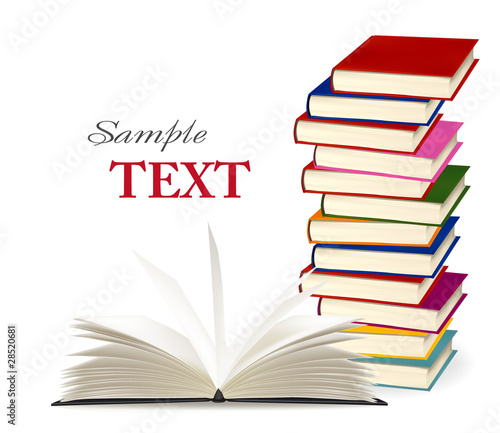 Stack of colorful books. Vector illustration.