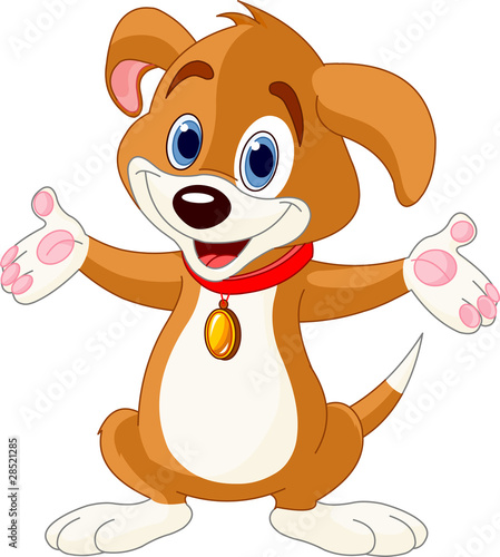 Cute Puppy raising his hands