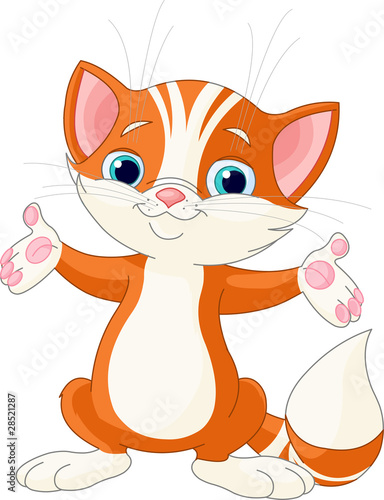 Red Kitten raising his hands