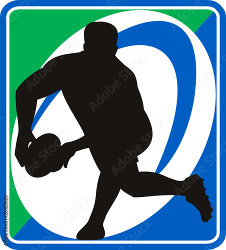 rugby player running passign ball