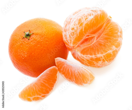 Mandarines on the white