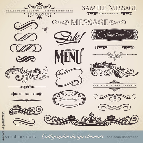 vector set  calligraphic elements and page decoration  3 