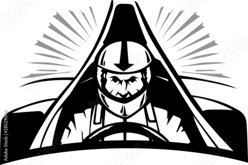 Stylized drawing of a Race Car Driver