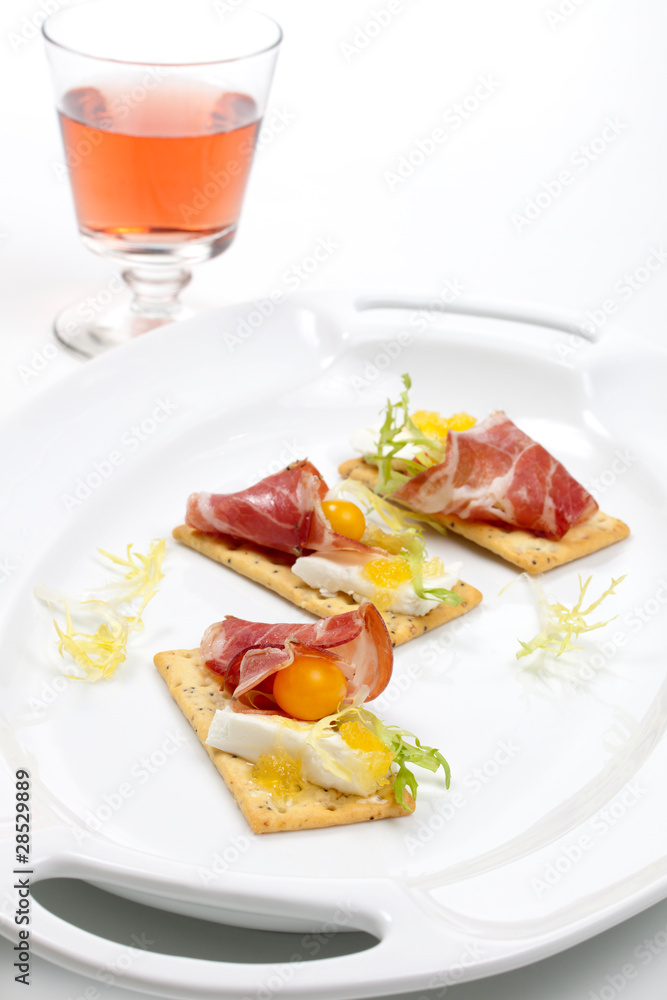 Prosciutto goat cheese canapes