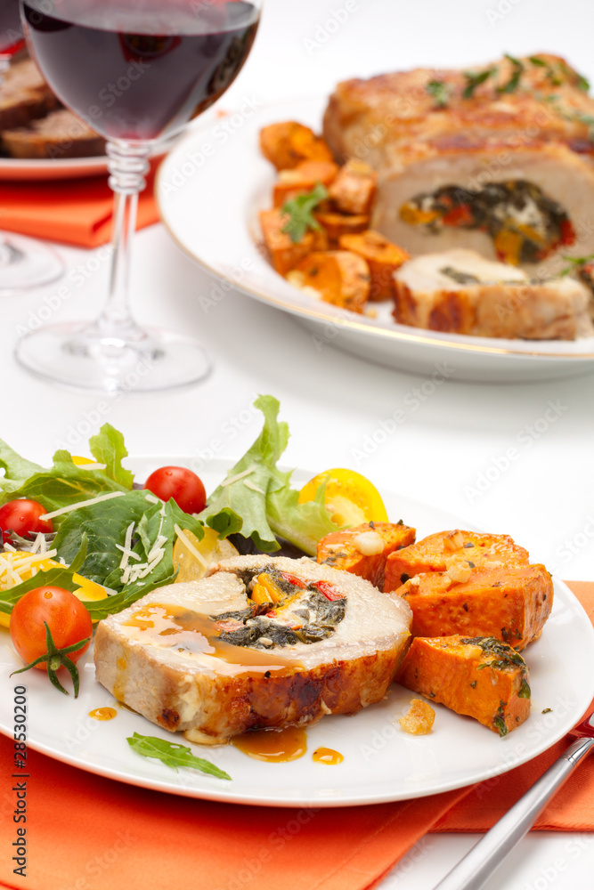 Pork Tenderloin Roulade and Salad Pork Tenderloin Roulade and Salad