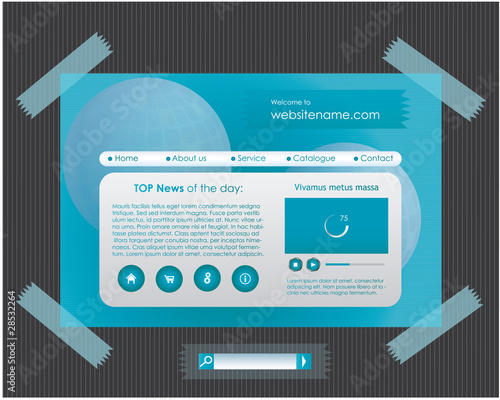 Blue website template with tapes