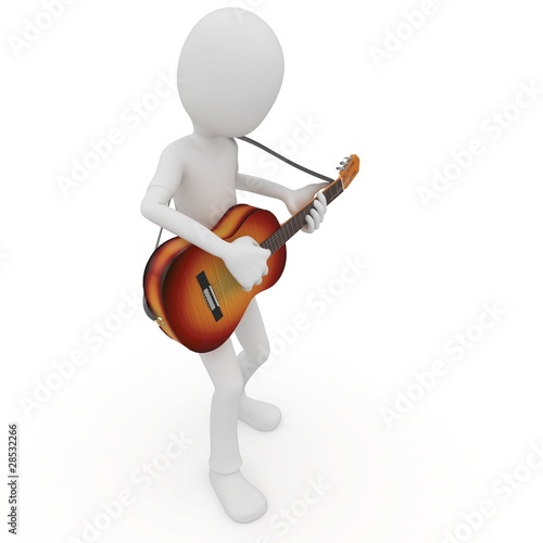 3d man with acoustic guitar