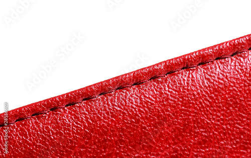 Red leather with stitch