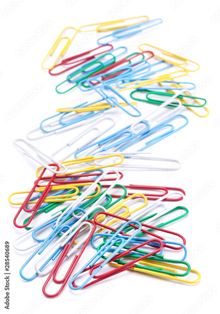 Group of colored paper clips. Isolated on a white background. Group of colored paper clips. Isolated on a white background.
