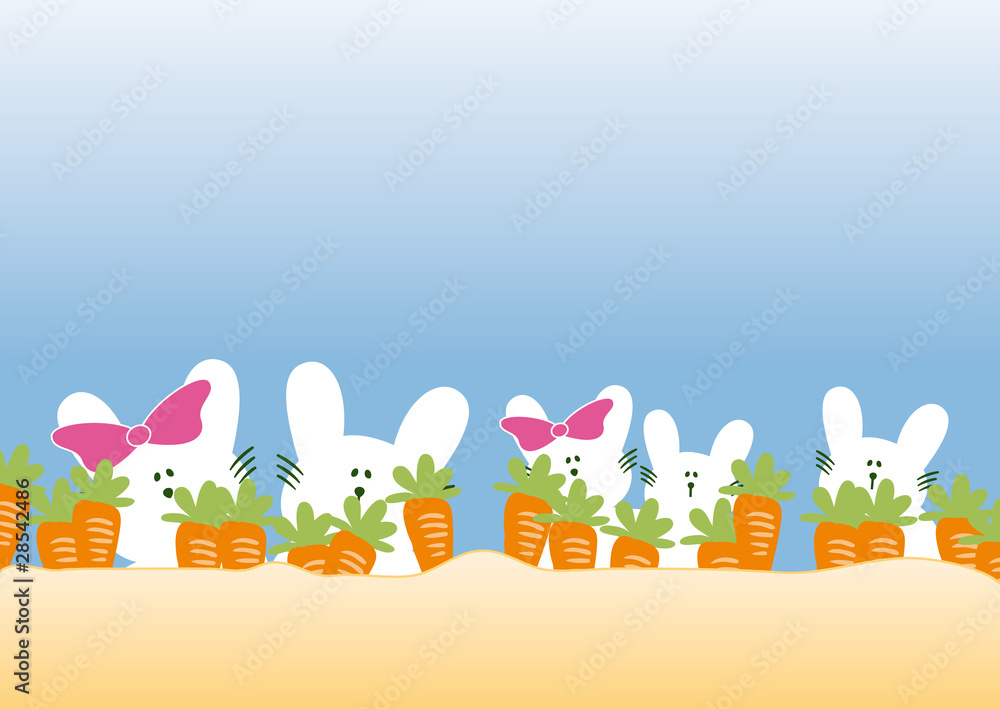 Fototapeta premium rabbit family with carrots