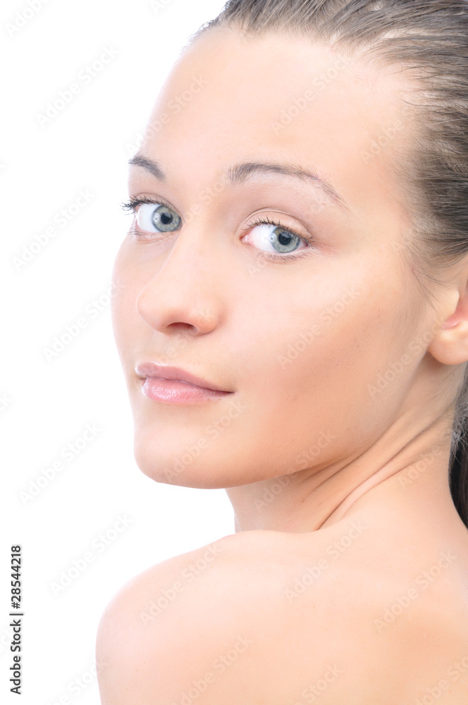 portrait of a young beautiful woman looking at camera, isolated portrait of a young beautiful woman looking at camera, isolated