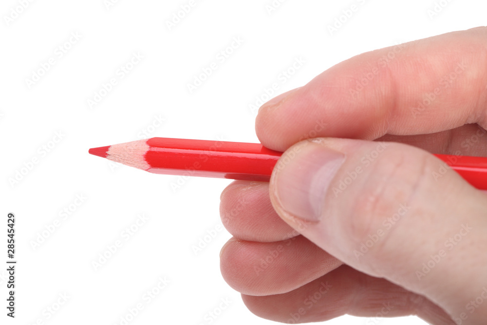 red pencil in hand red pencil in hand