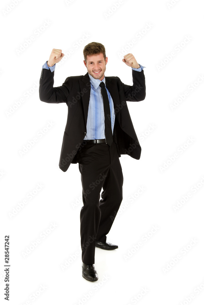 Young caucasian businessman, winner Young caucasian businessman, winner