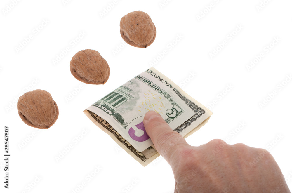 Fototapeta premium Hütchenspiel mit Geld