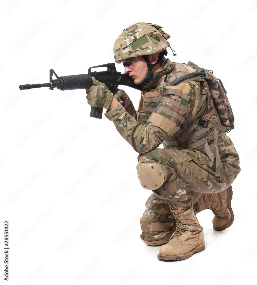 Modern soldier with rifle Modern soldier with rifle