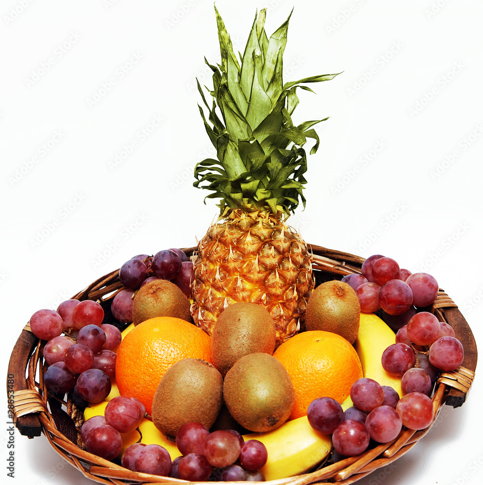 Fruit basket on a white background Fruit basket on a white background