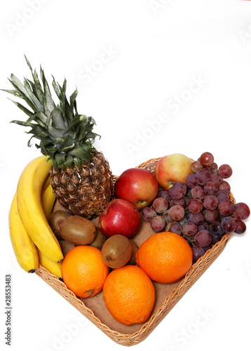 Fruit basket on a white background