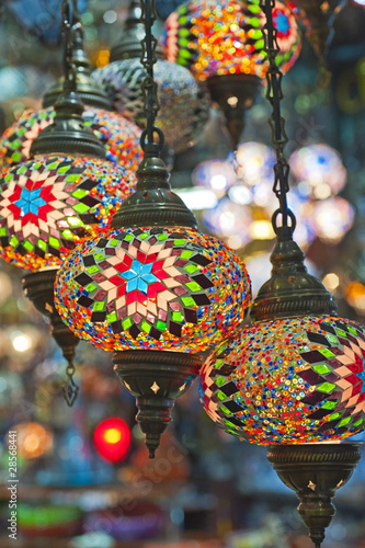 Canvas Print Ornate glass lights at a market stall