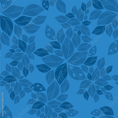 Seamless blue leaves pattern