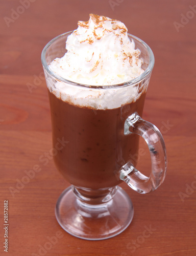 Hot chocolate with whipped cream in a mug