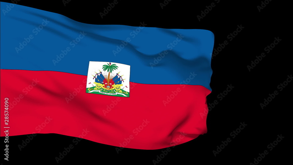 Haiti flag slowly waving. Alpha included. Seamless loop.