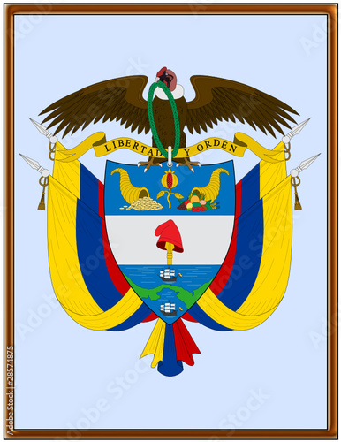 Colombia national emblem coat frame