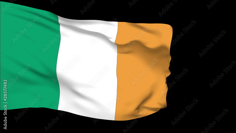 Ireland flag slowly waving. Alpha included. Seamless loop. Ireland flag slowly waving. Alpha included. Seamless loop.