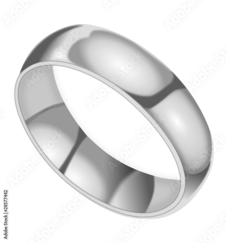 Silver ring on white background