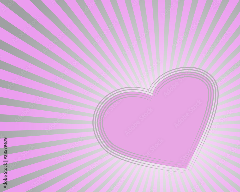 pink heart and rays