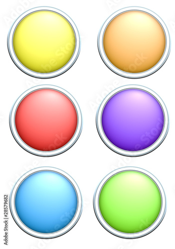 Free Download 3d render of 6 round rainbow colored buttons - GFXLoad