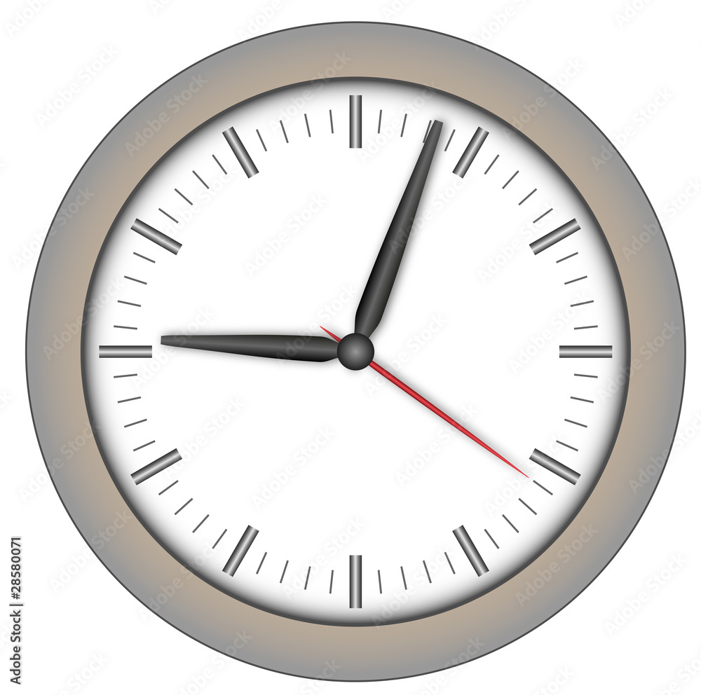 Steel clock with bright red second hand. Steel clock with bright red second hand.