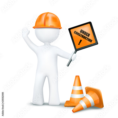 3d character with under construction elements