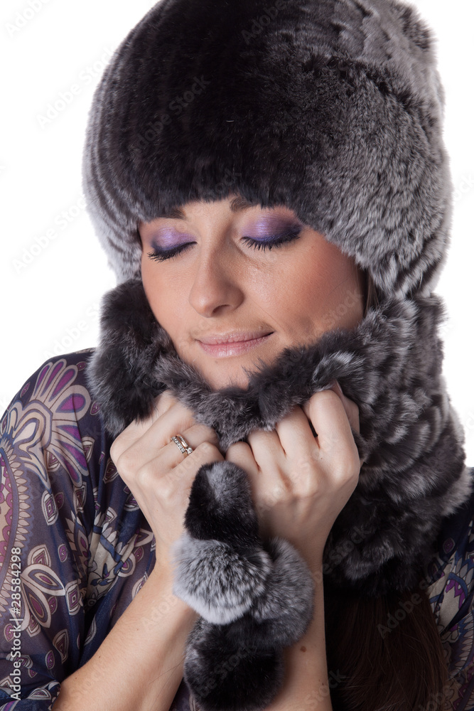 Young woman in fur. Young woman in fur.