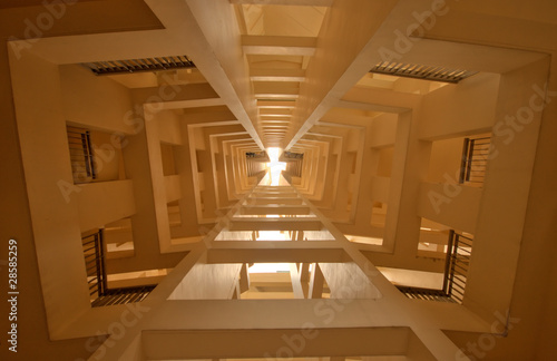 Abstract tunnel perspective of building interior